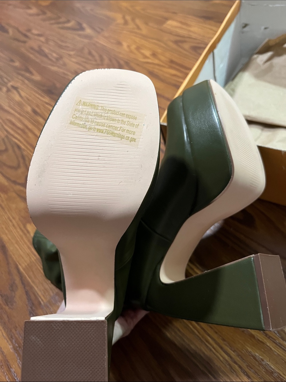 Chase + Chloe Olive Green Platform Block Heel Boots 7 - Picture 2 of 7